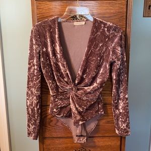 Crushed velvet deep v-neck Free People (Makers of Dreams) bodysuit